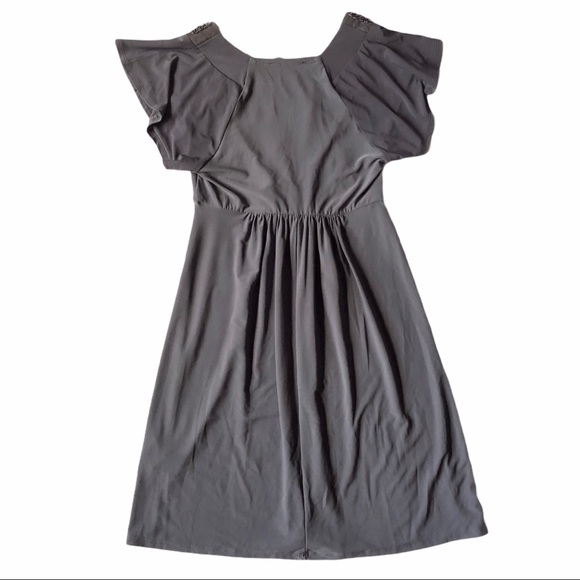 Pewter Grey Beaded Dress Size M  Kitty Kat - Picture 2 of 16